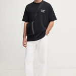 טי שירט דרול דה מונסייה Drôle de Monsieur שחור כותנה דגם The Slogan T-Shirt הדפס חזה וגב