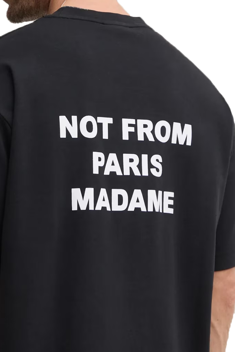 טי שירט דרול דה מונסייה Drôle de Monsieur שחור כותנה דגם The Slogan T-Shirt הדפס חזה וגב