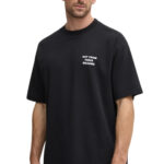טי שירט דרול דה מונסייה Drôle de Monsieur שחור כותנה דגם The Slogan T-Shirt הדפס חזה וגב