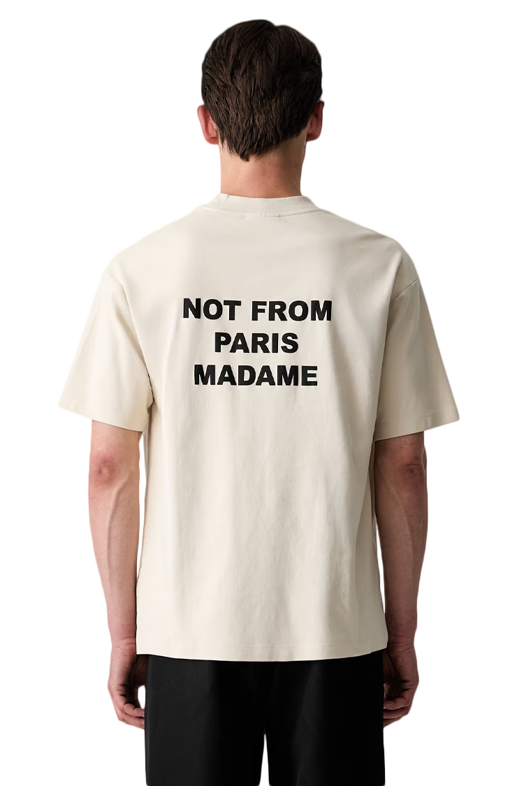 טי שירט דרול דה מונסייה Drôle de Monsieur קרם כותנה דגם The Slogan T-Shirt הדפס חזה וגב