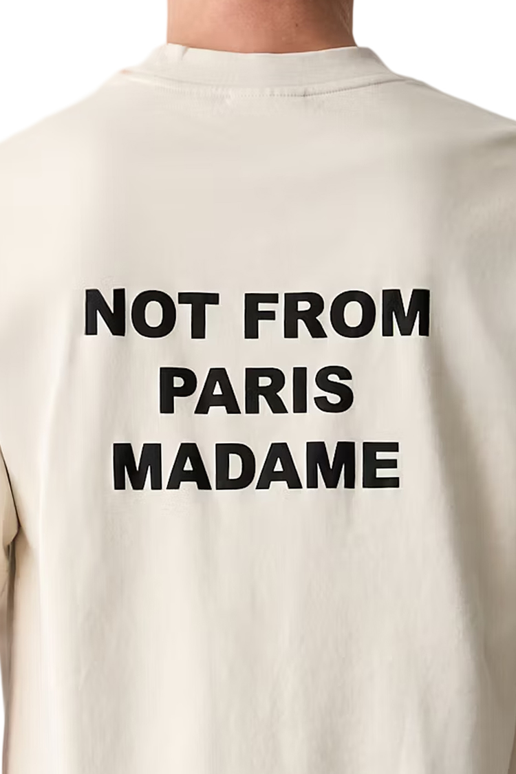 טי שירט דרול דה מונסייה Drôle de Monsieur קרם כותנה דגם The Slogan T-Shirt הדפס חזה וגב