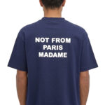טי שירט דרול דה מונסייה Drôle de Monsieur כחול כהה כותנה דגם The Slogan T-Shirt הדפס חזה וגב