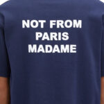 טי שירט דרול דה מונסייה Drôle de Monsieur כחול כהה כותנה דגם The Slogan T-Shirt הדפס חזה וגב