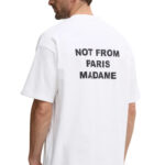 טי שירט דרול דה מונסייה Drôle de Monsieur לבן כותנה דגם The Slogan T-Shirt הדפס חזה וגב