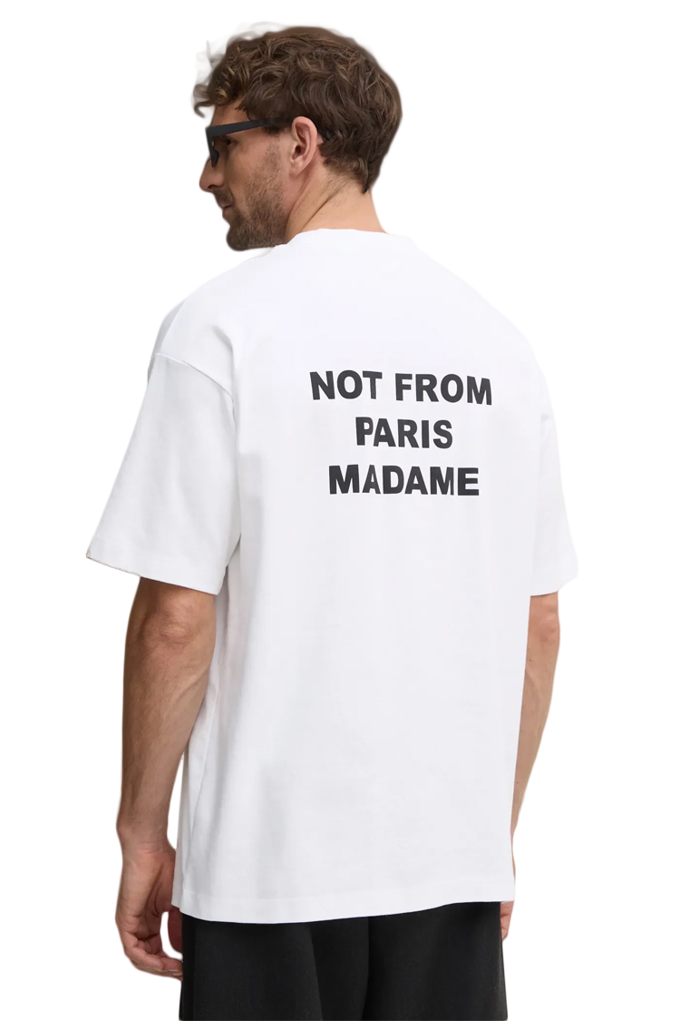 טי שירט דרול דה מונסייה Drôle de Monsieur לבן כותנה דגם The Slogan T-Shirt הדפס חזה וגב