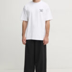 טי שירט דרול דה מונסייה Drôle de Monsieur לבן כותנה דגם The Slogan T-Shirt הדפס חזה וגב
