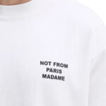טי שירט דרול דה מונסייה Drôle de Monsieur לבן כותנה דגם The Slogan T-Shirt הדפס חזה וגב