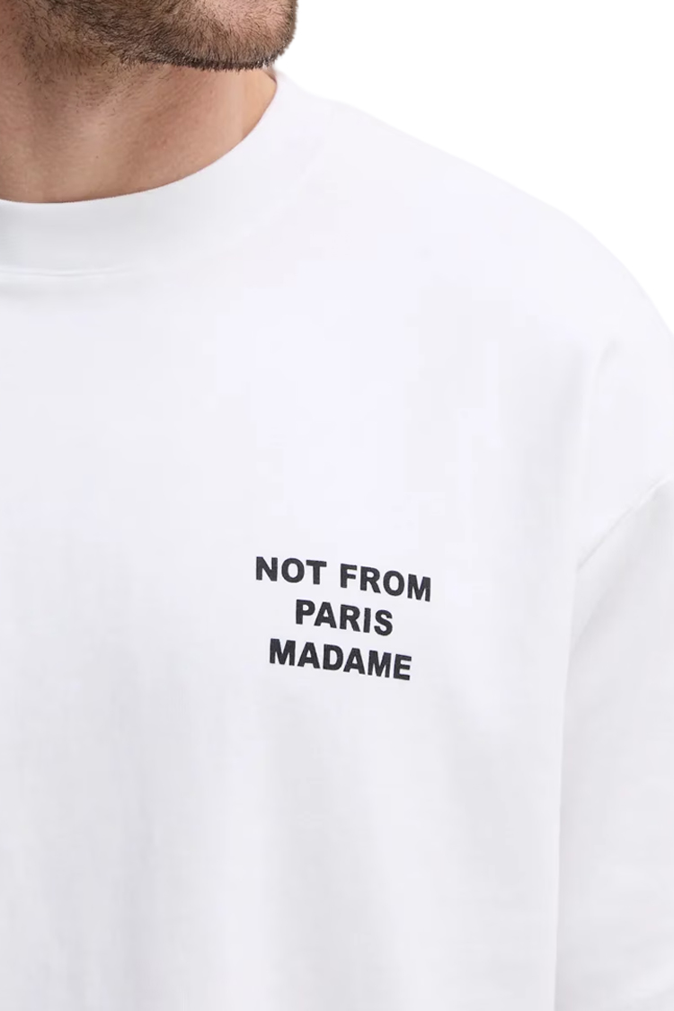 טי שירט דרול דה מונסייה Drôle de Monsieur לבן כותנה דגם The Slogan T-Shirt הדפס חזה וגב