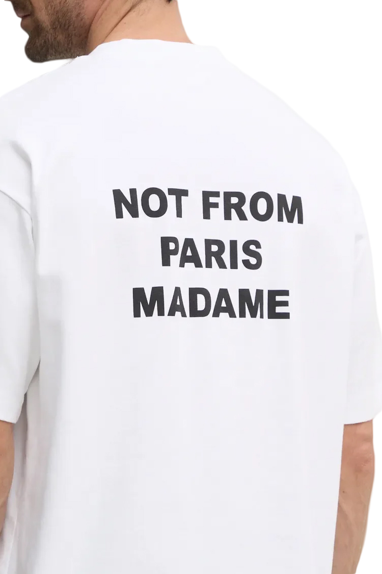 טי שירט דרול דה מונסייה Drôle de Monsieur לבן כותנה דגם The Slogan T-Shirt הדפס חזה וגב