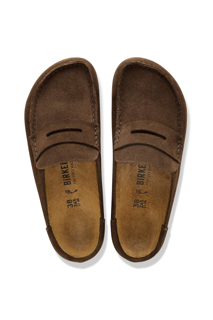 נעלי מוקסין בירקנשטוק BIRKENSTOCK נשים חום זמש Naples Wrapped מדרס שעם סוליית EVA