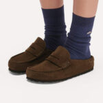 נעלי מוקסין בירקנשטוק BIRKENSTOCK נשים חום זמש Naples Wrapped מדרס שעם סוליית EVA