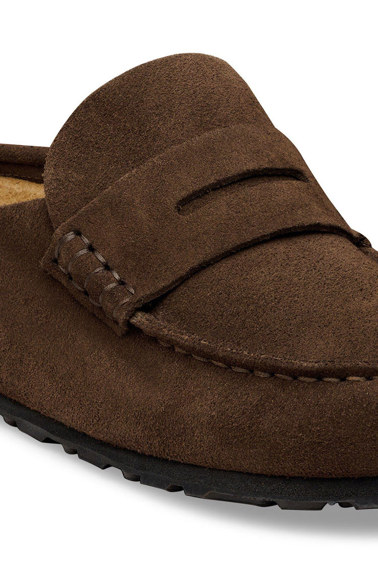 נעלי מוקסין בירקנשטוק BIRKENSTOCK נשים חום זמש Naples Wrapped מדרס שעם סוליית EVA