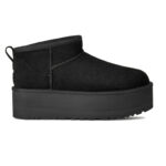 מגפון פלטפורמה אג UGG שחור זמש דגם Classic Ultra Mini Platform בטנת צמר סוליה 5 ס”מ