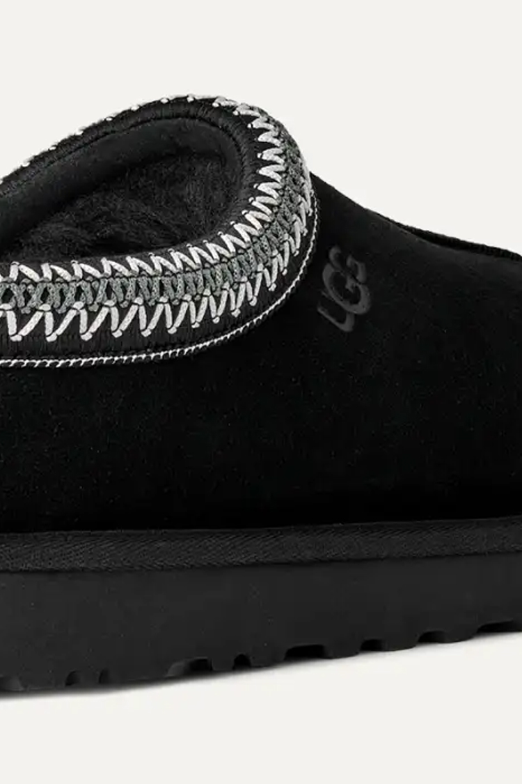 כפכפי זמש UGG שחור דגם Tasman II בטנת עור סוליית EVA תפרים בולטים
