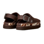 כפכפי עור UGG חום דגם Goldenstar Western Clog זמש פרווה מנומרת סוליית EVA רצועת לוגו