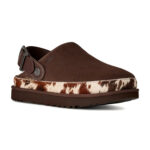 כפכפי עור UGG חום דגם Goldenstar Western Clog זמש פרווה מנומרת סוליית EVA רצועת לוגו