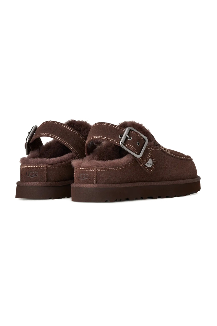 כפכפי זמש UGG חום דגם Goldenstar Evelina בטנת צמר סינטטי סוליית EVA רצועת לוגו