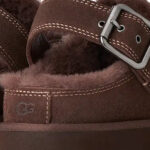 כפכפי זמש UGG חום דגם Goldenstar Evelina בטנת צמר סינטטי סוליית EVA רצועת לוגו