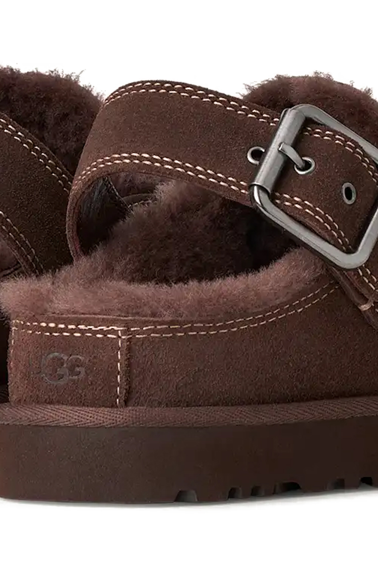 כפכפי זמש UGG חום דגם Goldenstar Evelina בטנת צמר סינטטי סוליית EVA רצועת לוגו