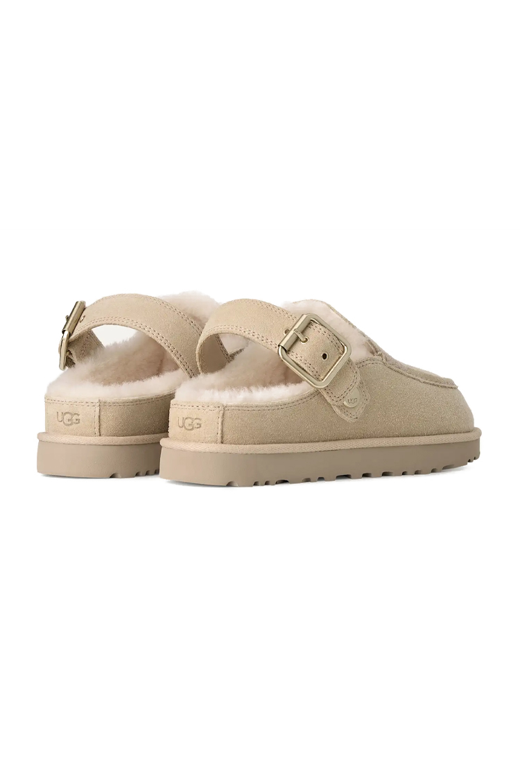 כפכפי זמש UGG קרם דגם Goldenstar Evelina בטנת צמר סינטטי סוליית EVA רצועת לוגו