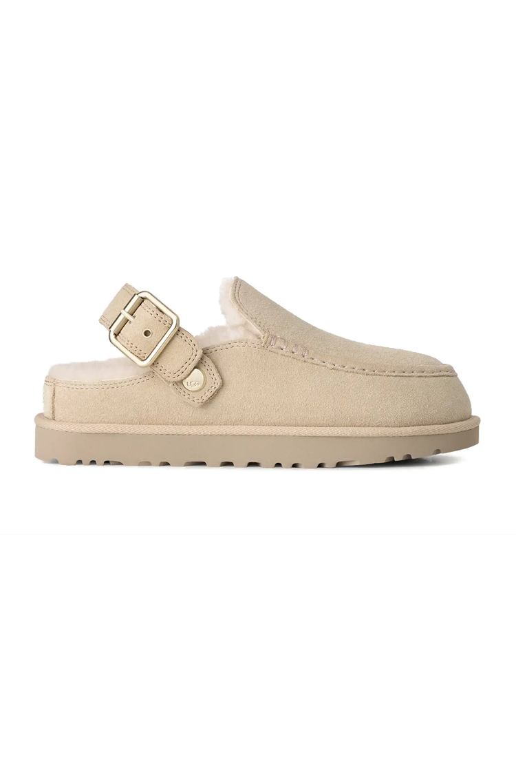 כפכפי זמש UGG קרם דגם Goldenstar Evelina בטנת צמר סינטטי סוליית EVA רצועת לוגו