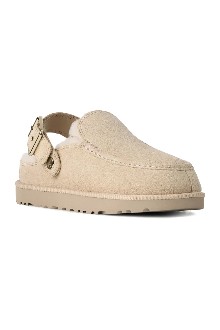 כפכפי זמש UGG קרם דגם Goldenstar Evelina בטנת צמר סינטטי סוליית EVA רצועת לוגו