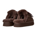 כפכפי זמש אג ugg חום דגם Disquette Heritage צמר כבשים סוליית EVA מדליון לוגו עקב