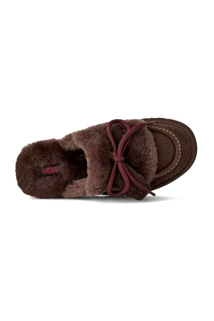 כפכפי זמש אג ugg חום דגם Disquette Heritage צמר כבשים סוליית EVA מדליון לוגו עקב