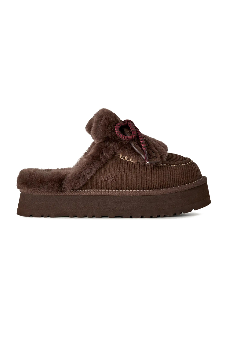 כפכפי זמש אג ugg חום דגם Disquette Heritage צמר כבשים סוליית EVA מדליון לוגו עקב