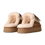 כפכפי זמש האג ugg חום דגם Disquette Heritage צמר כבשים סוליית EVA מדליון לוגו עקב