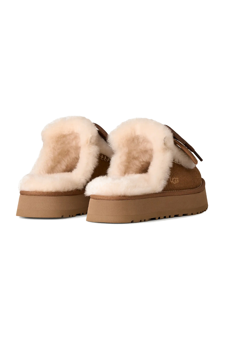 כפכפי זמש האג ugg חום דגם Disquette Heritage צמר כבשים סוליית EVA מדליון לוגו עקב