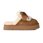 כפכפי זמש האג ugg חום דגם Disquette Heritage צמר כבשים סוליית EVA מדליון לוגו עקב