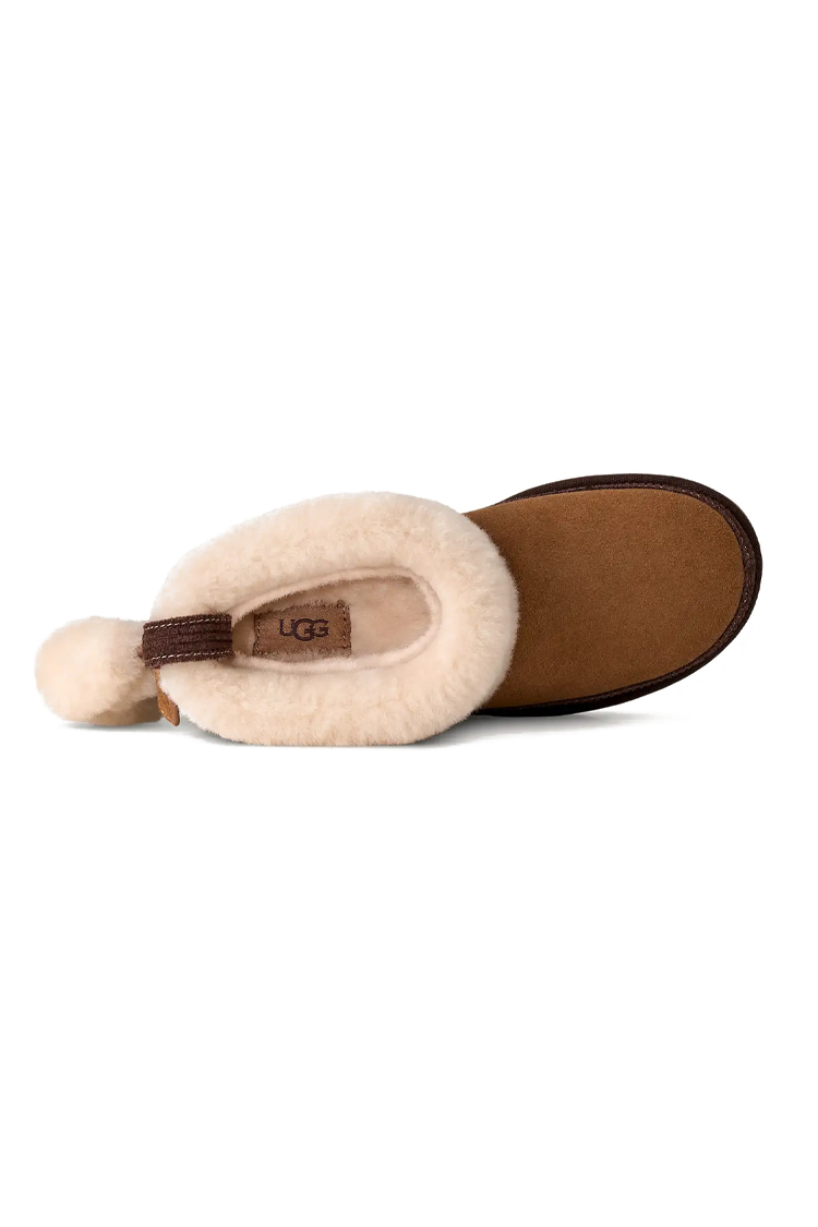 מגפון זמש אג UGG חום דגם Classic Mini Heritage עור כבש תליון פרוותי תפרים בולטים
