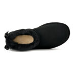 מגפון עור אג UGG שחור דגם Ultra Mini Bailey Bow עור כבש דו צדדי פפיון בטנת צמר