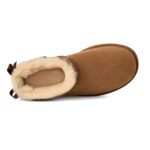 מגפון עור אג UGG חום דגם Ultra Mini Bailey Bow עור כבש דו צדדי פפיון בטנת צמר