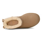 מגפון עור אג UGG קרם דגם Ultra Mini Bailey Bow עור כבש דו צדדי פפיון בטנת צמר