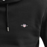 קפוצ’ון גאנט GANT שחור כותנה דגם Shield Hoodie גזרה רגילה רקמה וכיס קנגורו