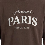 טי שירט אמרה פריז AMARA PARIS חום כותנה דגם Cotton 2025 T גזרה אוברסייז הדפס לוגו גדול בחזה