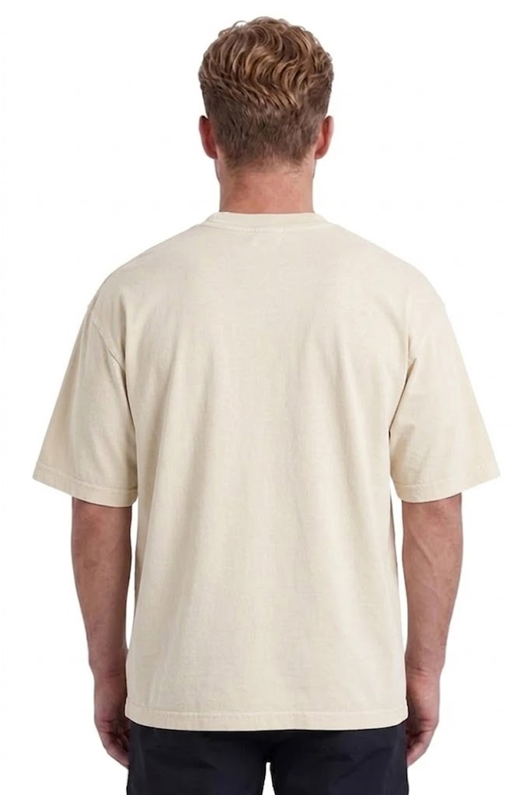 טי שירט אמרה פריז AMARA PARIS קרם כותנה דגם Cotton 2025 T גזרה אוברסייז הדפס לוגו גדול בחזה