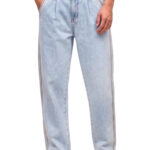 מכנס ג’ינס אמרה פריז AMARA PARIS ג’ינס בהיר דגם Jeans Stitch גזרה רחבה גומי במותניים ותפרי קונטרסט