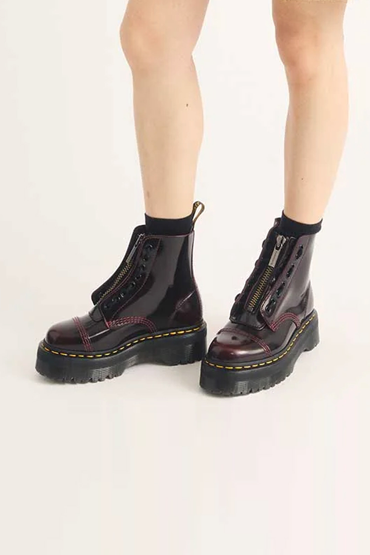 מגפיי עור דוקטור מרטנס dr martens דובדבן דגם Sinclair Jungle Boot Arcadia רוכסן קדמי פלטפורמה עור ארקדיה