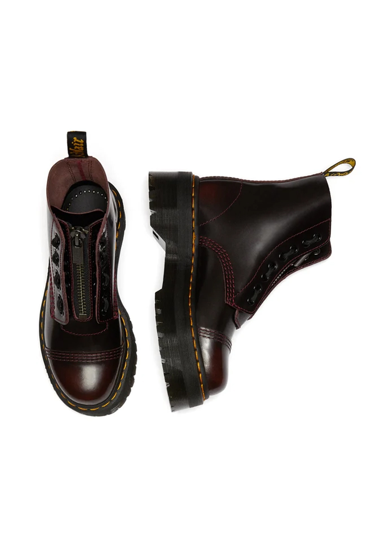 מגפיי עור דוקטור מרטנס dr martens דובדבן דגם Sinclair Jungle Boot Arcadia רוכסן קדמי פלטפורמה עור ארקדיה