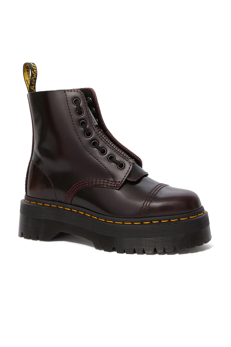 מגפיי עור דוקטור מרטנס dr martens דובדבן דגם Sinclair Jungle Boot Arcadia רוכסן קדמי פלטפורמה עור ארקדיה