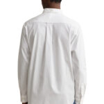 חולצה מכופתרת גאנט GANT לבן כותנה דגם Regular Fit Pinpoint Oxford גזרה רגילה רקמת מגן