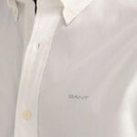 חולצה מכופתרת גאנט GANT לבן כותנה דגם Regular Fit Pinpoint Oxford גזרה רגילה רקמת מגן