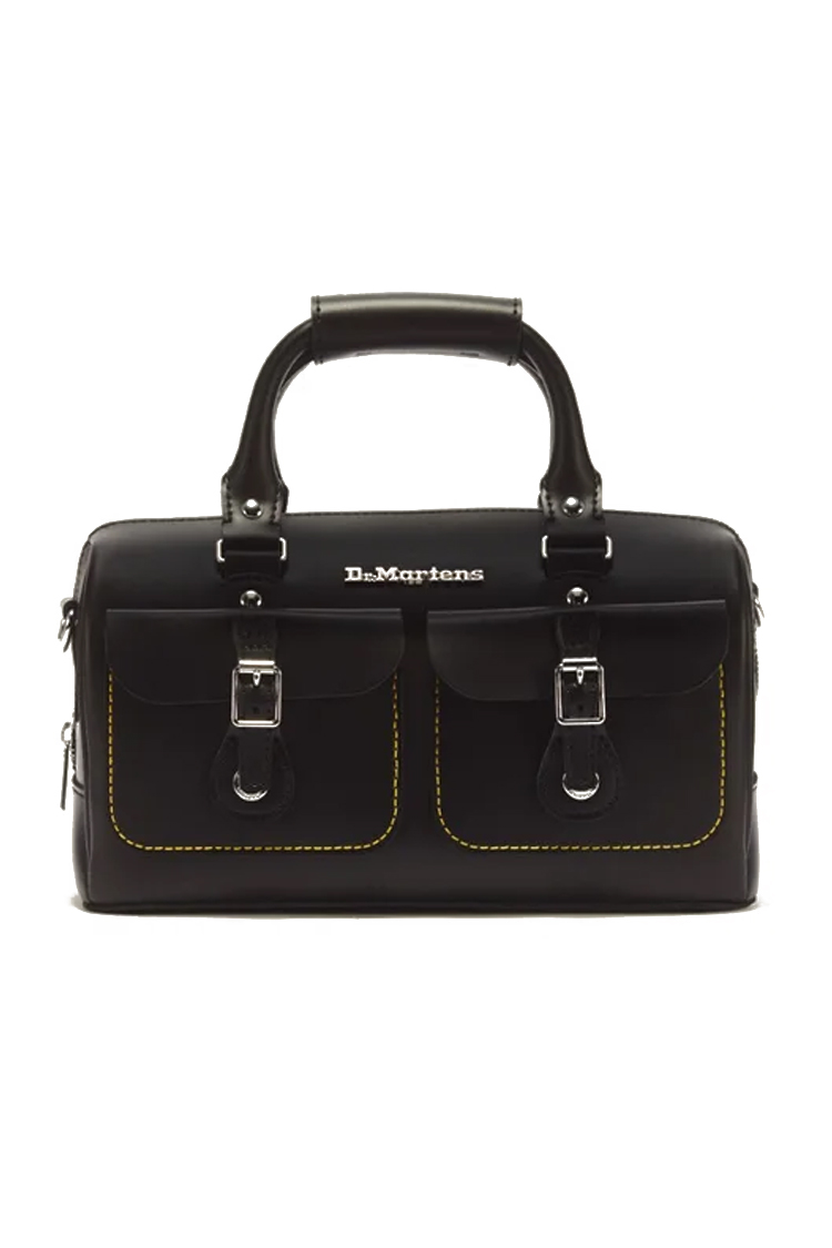 תיק צד דוקטור מרטנס dr martens שחור דגם Top Handle Bag עור פיו מבריק ידית רצועה נשלפת