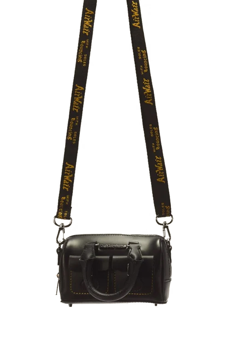 תיק צד מיני דוקטור מרטנס dr martens שחור דגם Mini Top Handle Bag עור פיו מבריק ידית רצועה נשלפת