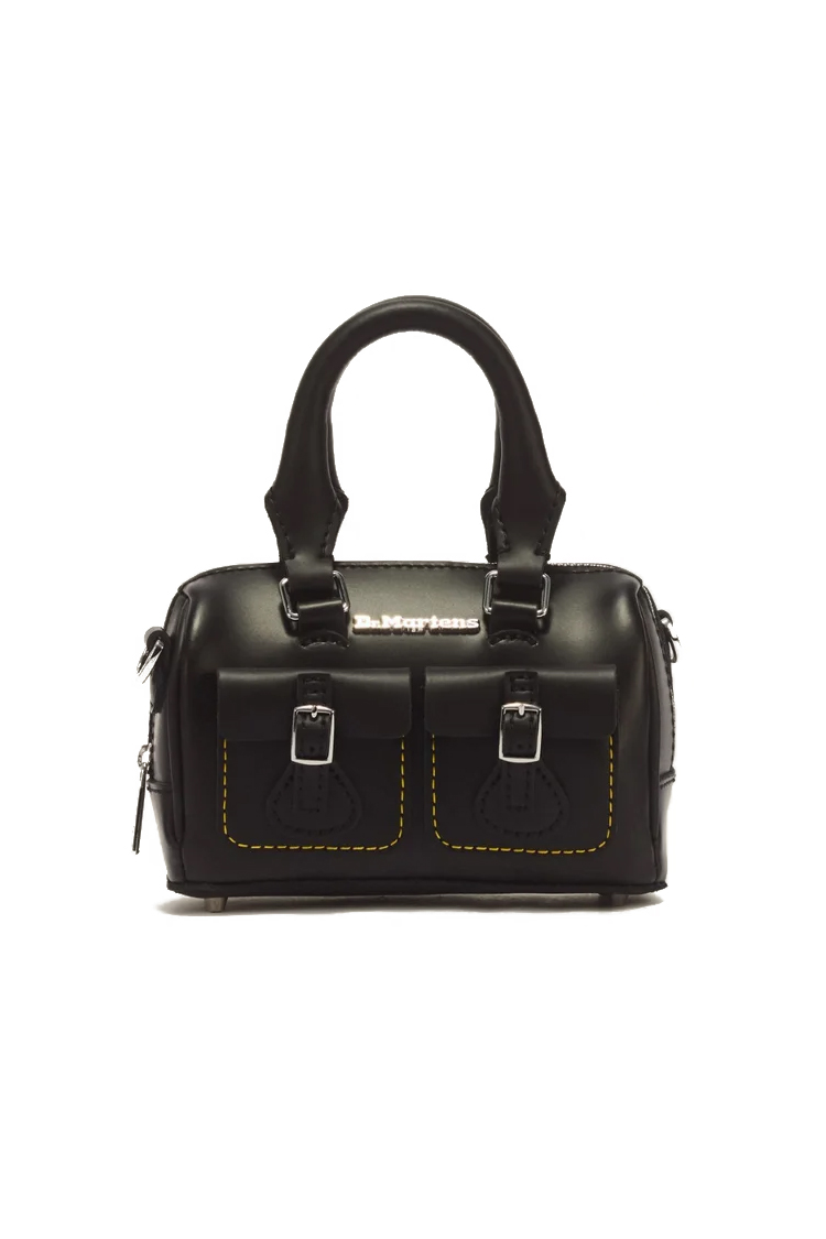 תיק צד מיני דוקטור מרטנס dr martens שחור דגם Mini Top Handle Bag עור פיו מבריק ידית רצועה נשלפת