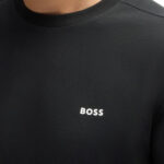 טי שירט ארוכה בוס boss שחור דגם Tee Long תשלובת כותנה רגולר פיט לוגו בחזה בייסיק