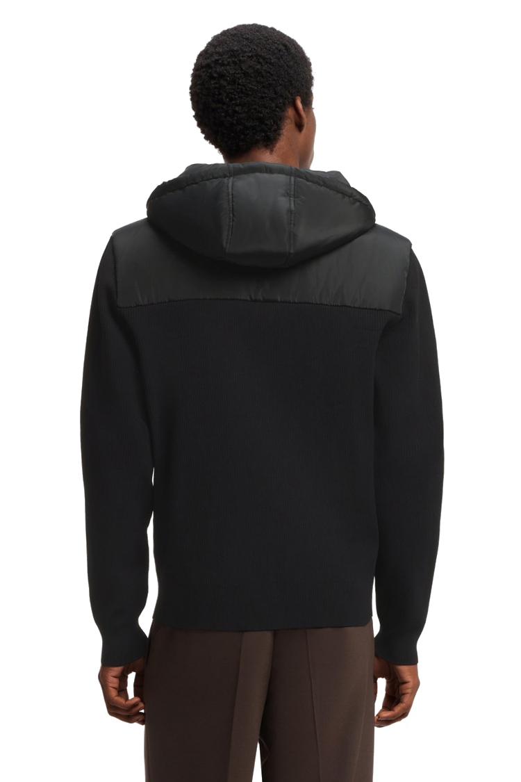 ז’קט קפוצ’ון הוגו HUGO שחור דגם Relaxed-fit hooded jacket פוליאסטר ארוג ניילון לוגו